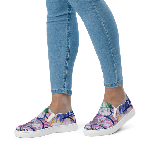 Zapatillas de lona sin cordones para mujer con diseño de hojas varios colores