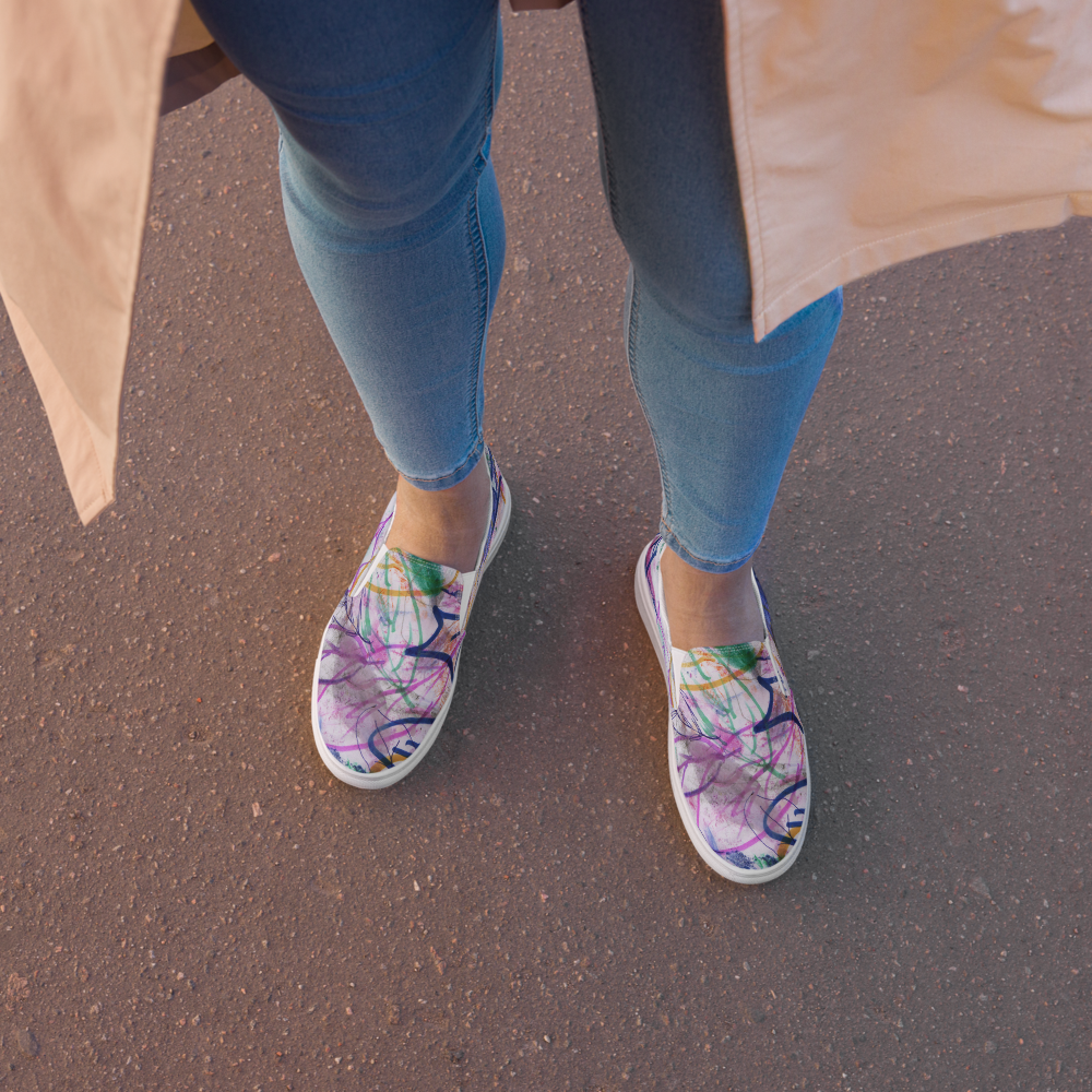 Zapatillas de lona sin cordones para mujer con diseño de hojas varios colores